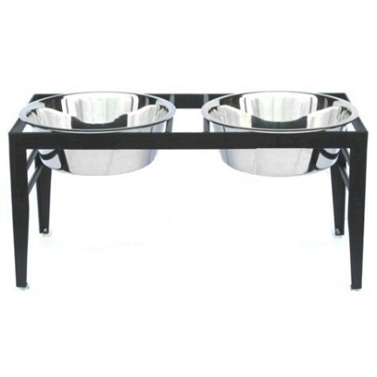 Chariot Double Elevated Dog Bowl - Small/Black