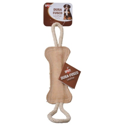 Spot Dura-Fused Leather Bone Tug Dog Toy - 18\